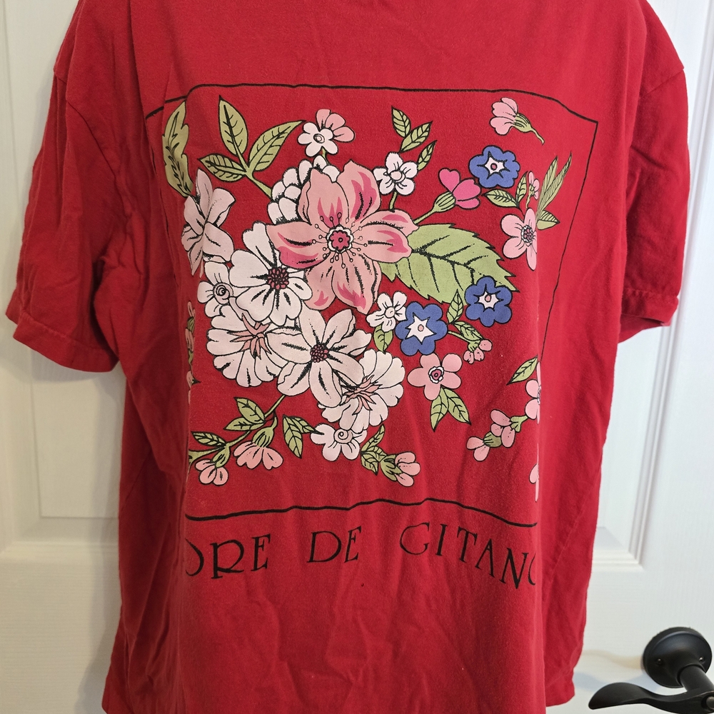 Floral Red Womans Shirt Size XL 2 Piece